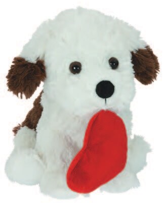 White & Brown dog with Heart